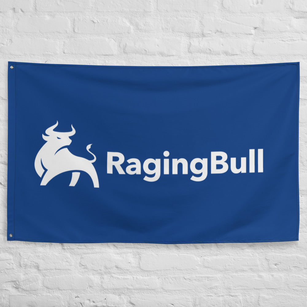 Blue & White RagingBull Flag