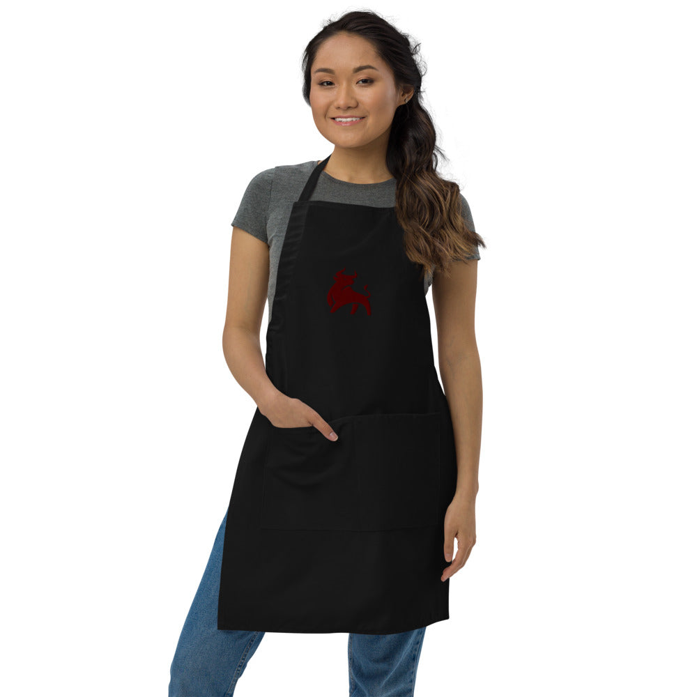 Red GrillinBull Embroidered Apron